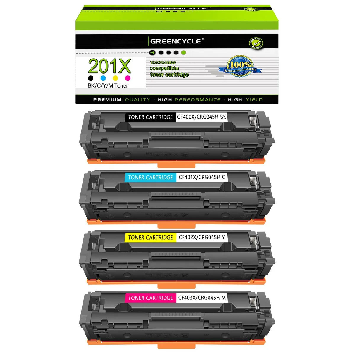GREENCYCLE GREENCYCLE 201X 4 Pack Toner Cartridges CF400X CF401X CF402X CF403X — product photo