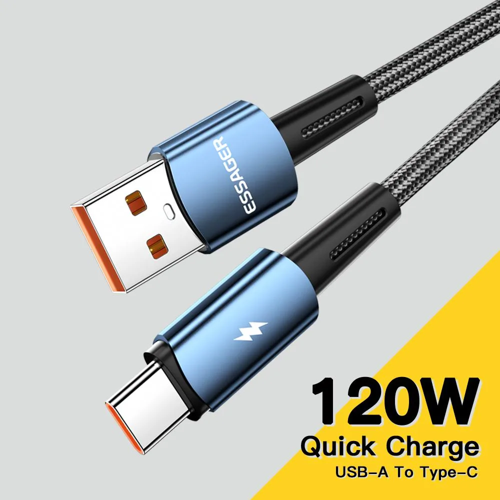 LUOM LUOM Essager CGA120W USB A to C Cable 6.6ft 120W 6A Blue — product photo