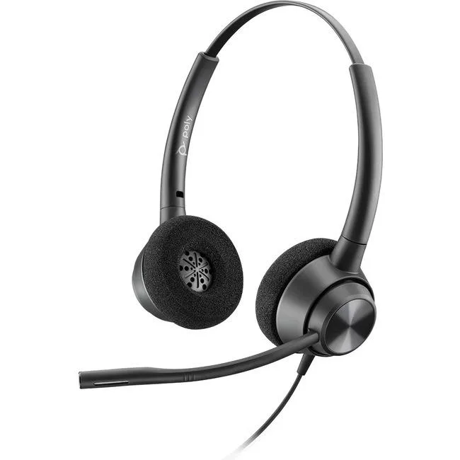 Black over-ear headset with flexible boom mic and Quick Disconnect cord