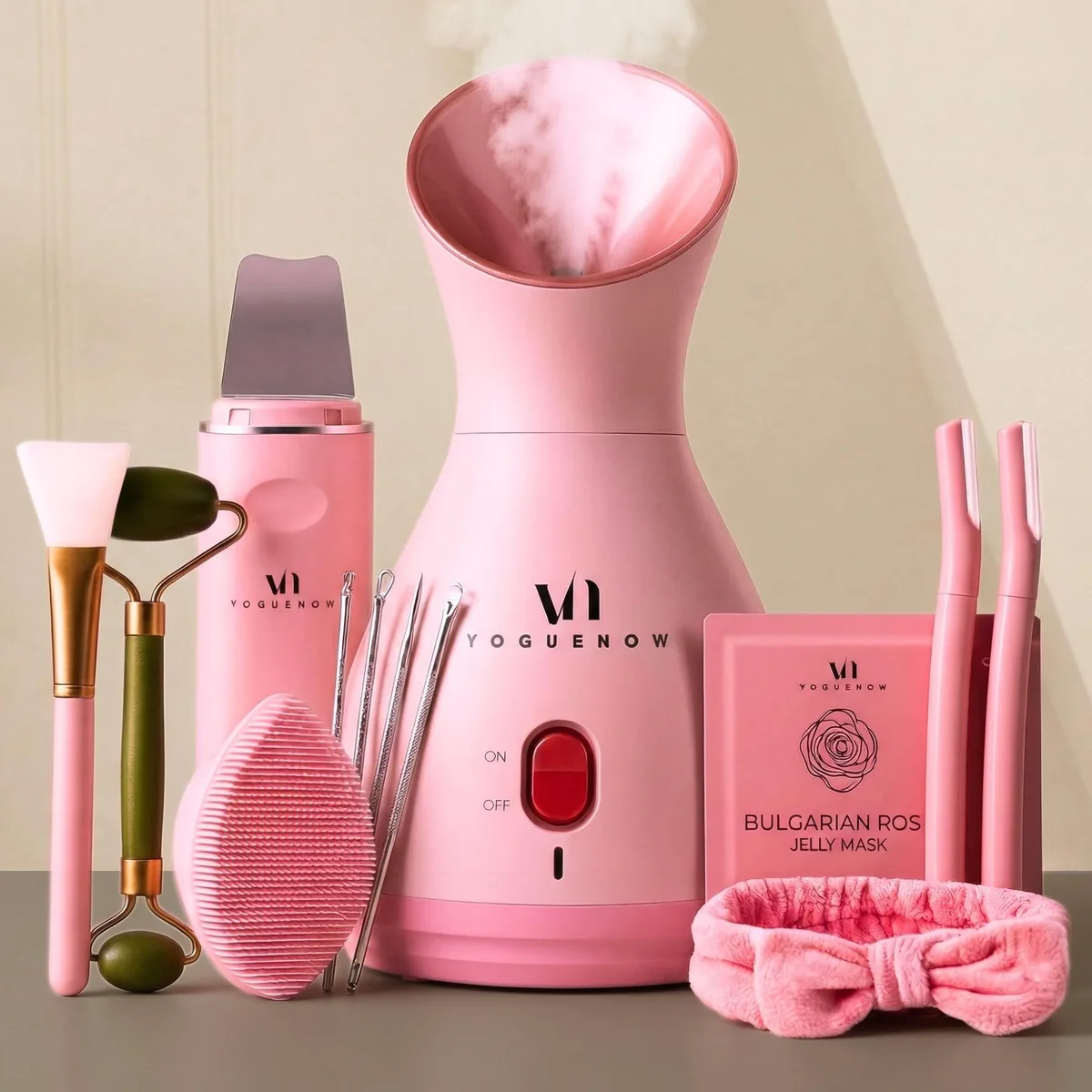  VogueNow LuxGlow Steamer Spa Kit Baby Pink 170 ml 430 W 17 Tools — product photo
