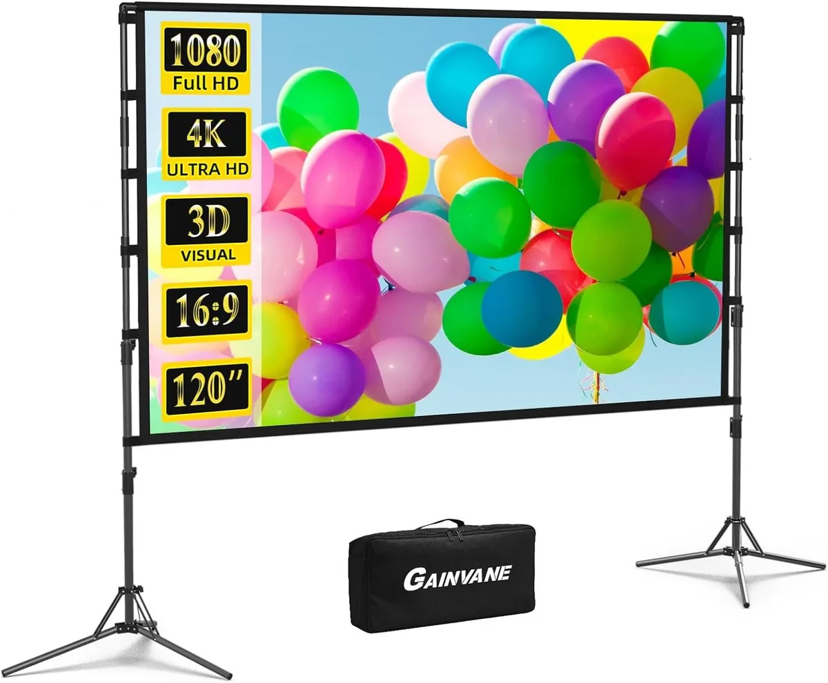 PISKEKAT PISKEKAT 120 inch 16:9 Portable Projector Screen with Stand and Carry Bag — product photo