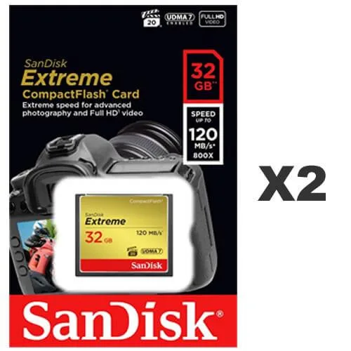 SanDisk SanDisk Extreme CF 32 GB 2-pack memory card — product photo