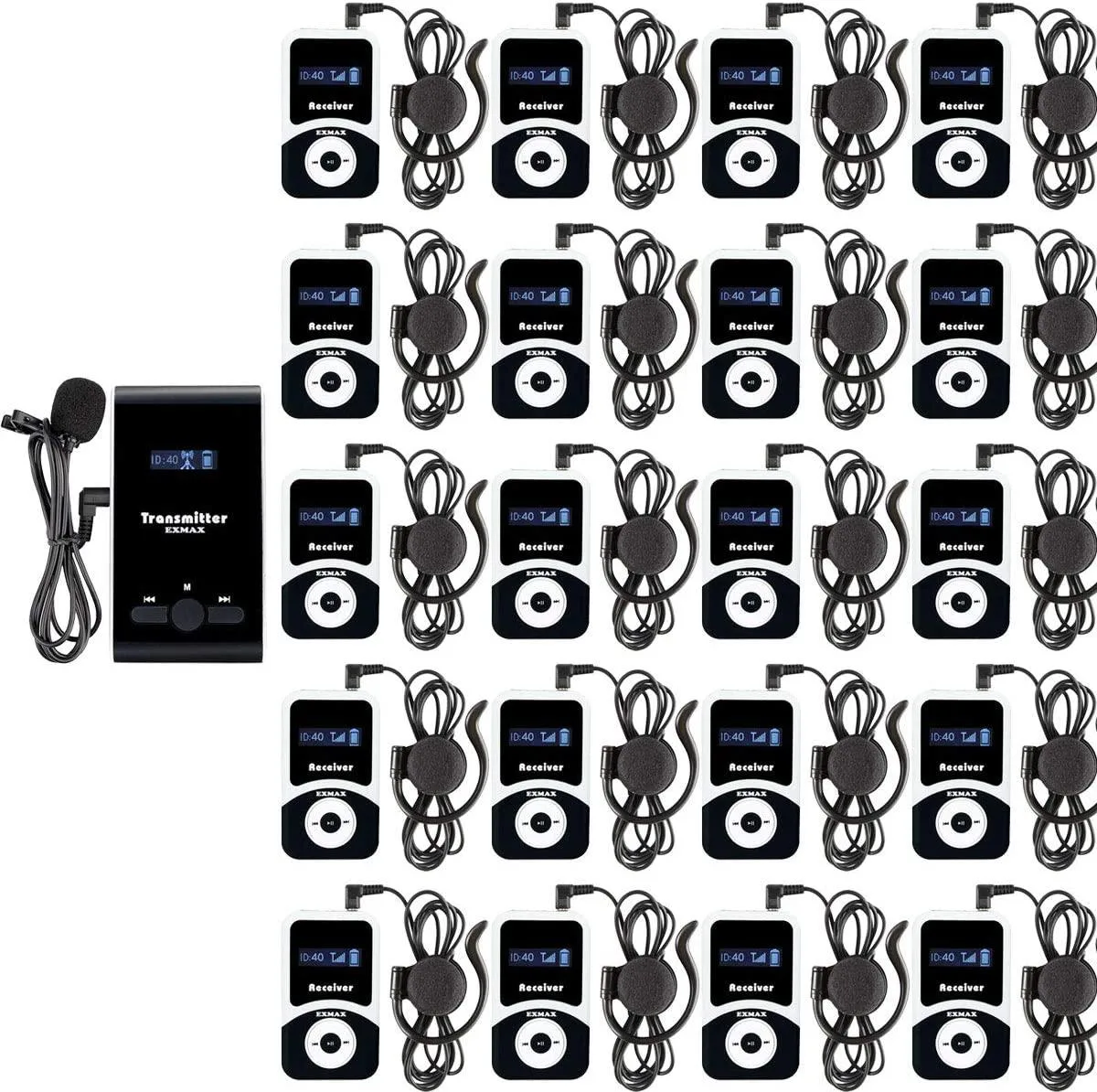 BFKK BFKK 195-230MHz Wireless Tour Guide System 1 Transmitter 20 Receivers — product photo