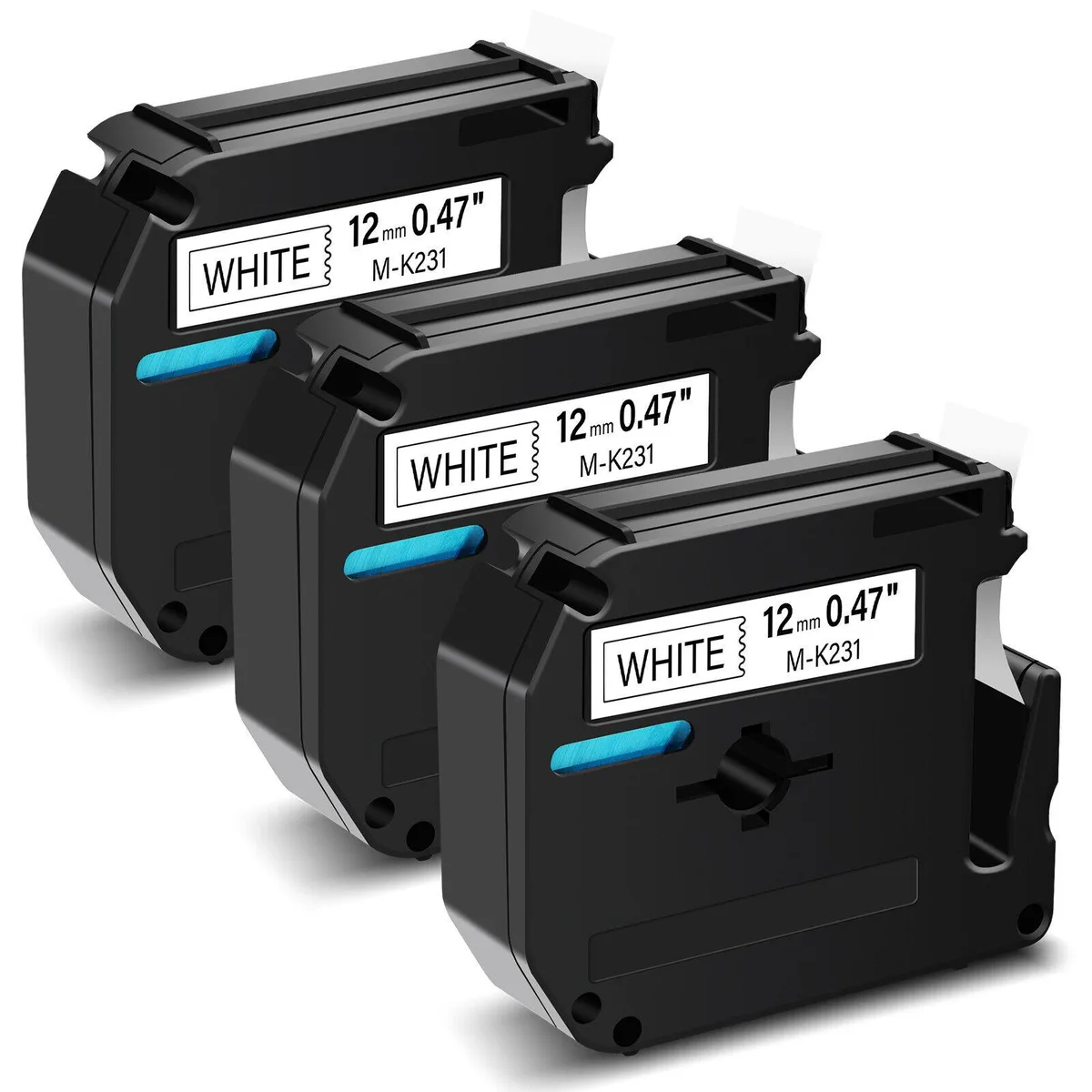 GREENCYCLE GREENCYCLE M-K231 12mm Black on White Label Tape 3 Pack — product photo