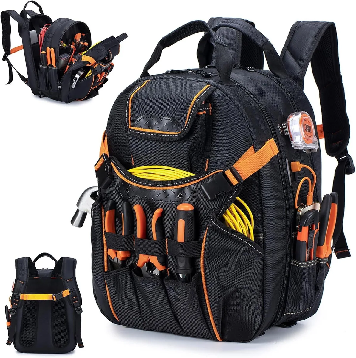 BFKK BFKK Tool Backpack 52 Pockets 15.6in Laptop Compartment Waterproof Black — product photo