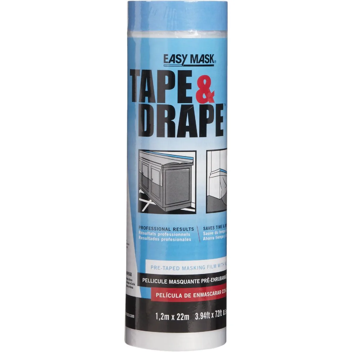 Clear pre-taped plastic drop cloth roll 4 ft x 75 ft .5 mil