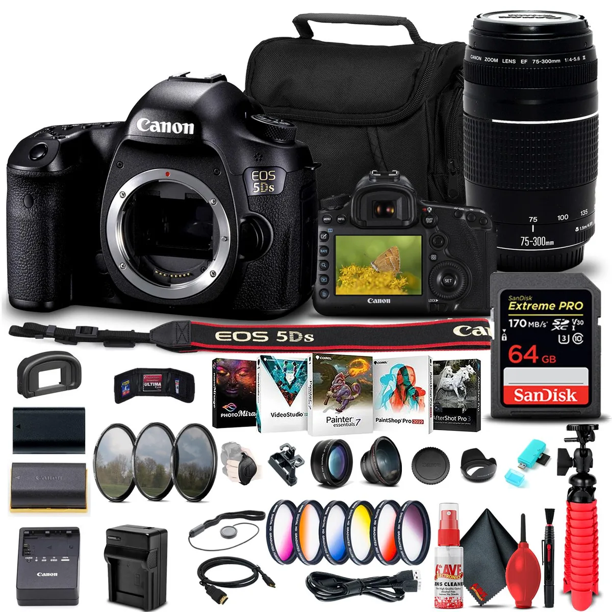 Canon Canon EOS 5DS 50.6MP Camera Kit with EF 75-300mm Lens and 64GB Card — product photo