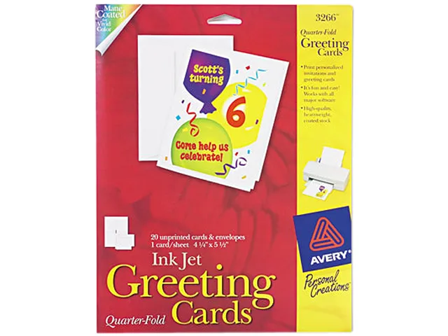 Avery Avery 3266 Quarter-Fold Greeting Cards Matte 20 Cards — product photo