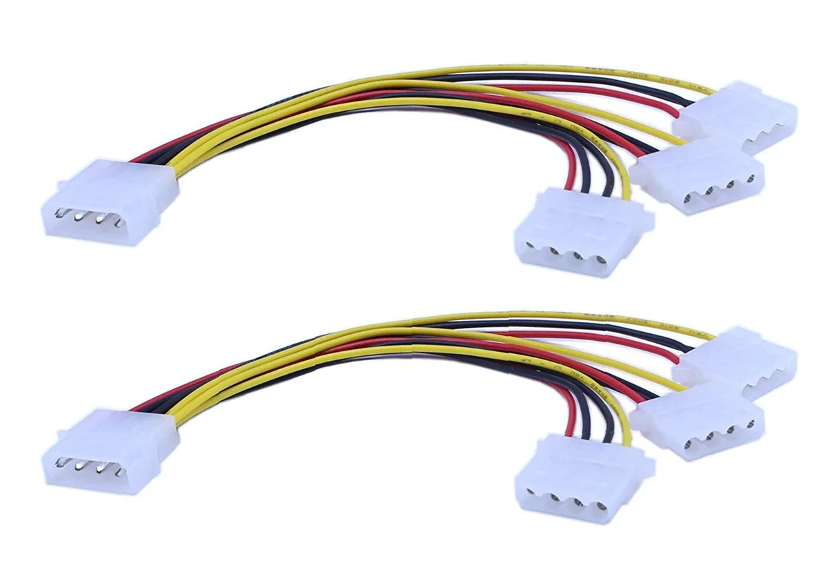 Vszerda Vszerda 2-Pack Molex 4 Pin Y Splitter Cable 3 Female to 1 Male 20 cm — product photo