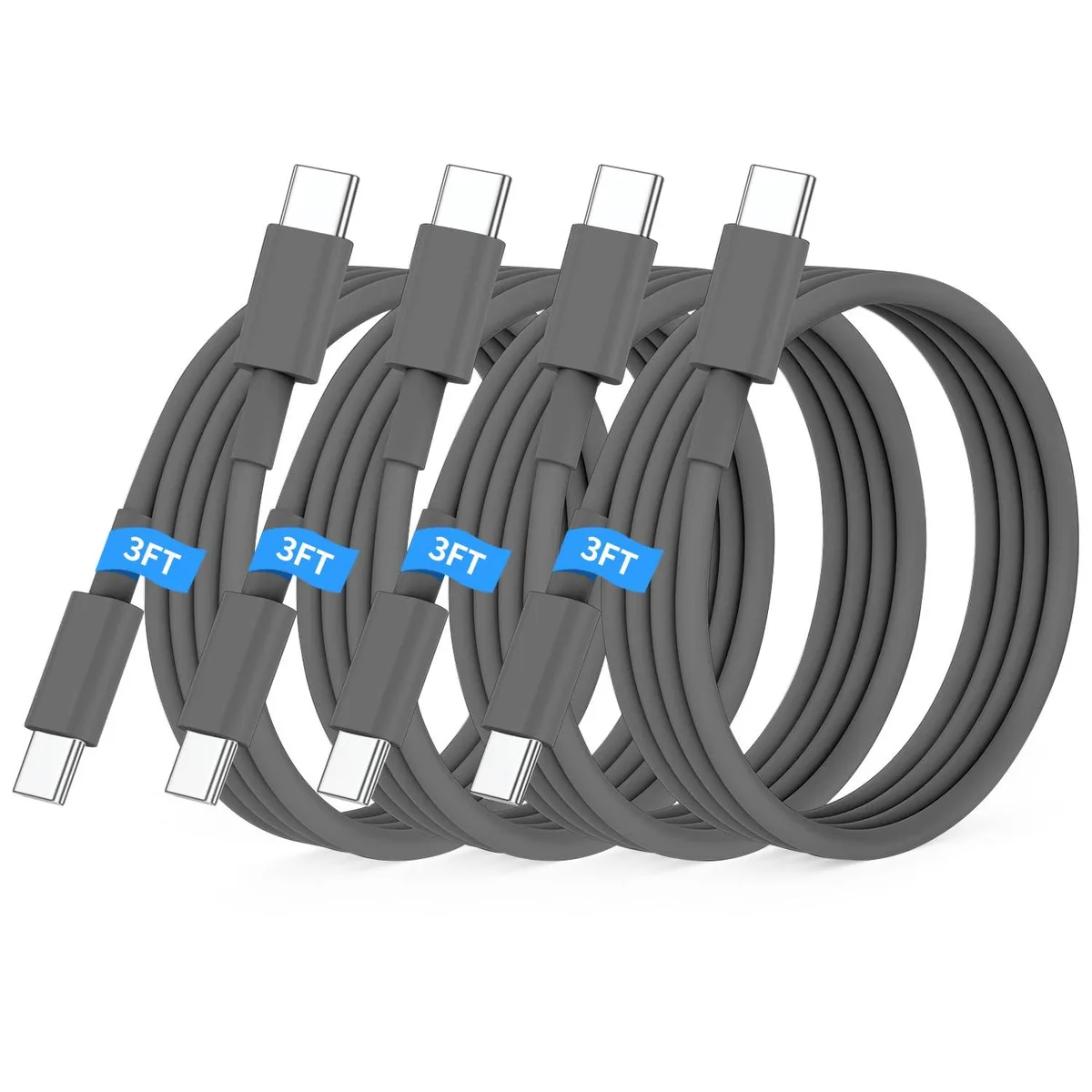  ESR Samsung Gala USB-C to USB-C Cable 3 ft 60W Grey 4-Pack — product photo