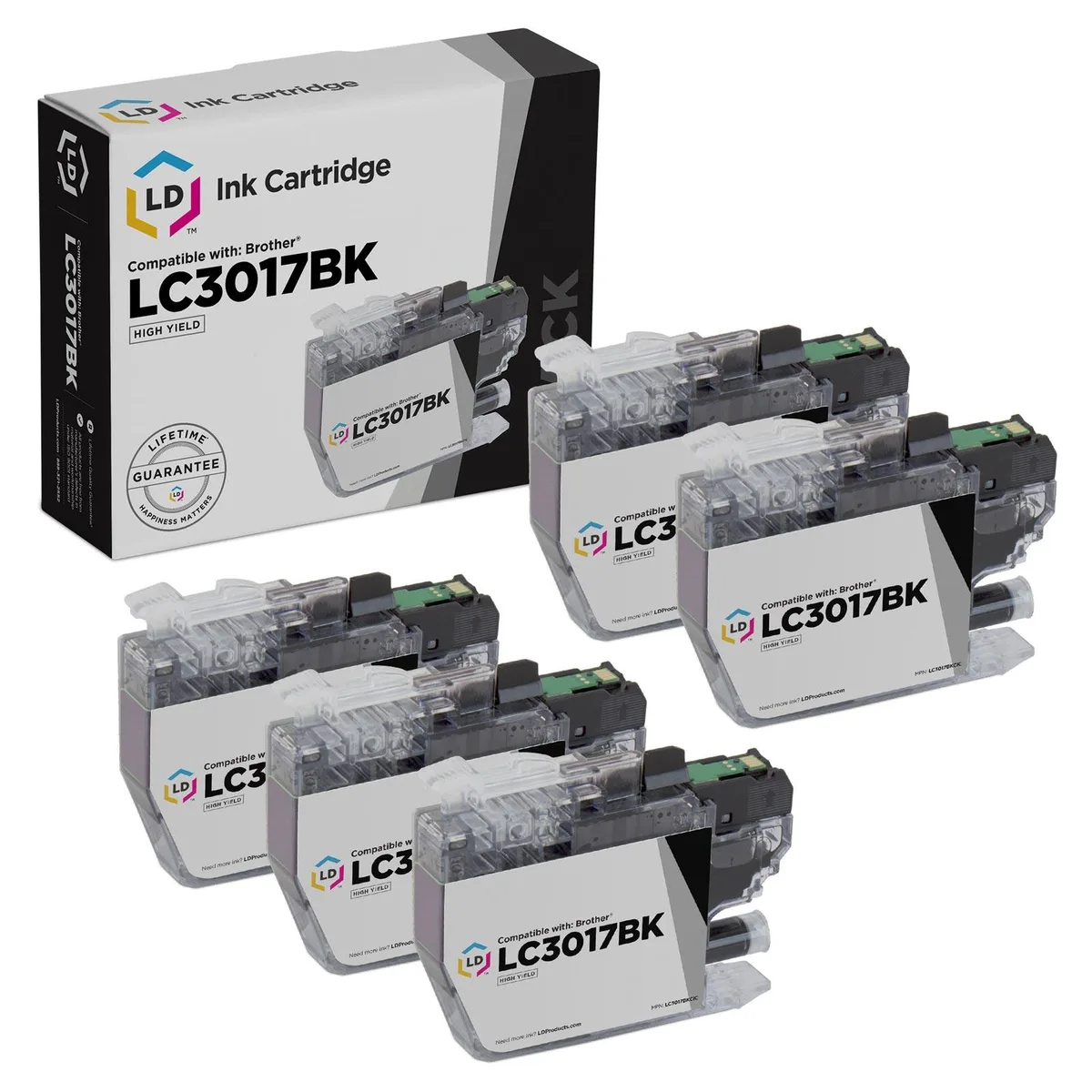 LD Products LD Products Compatible Ink Cartridge Brother LC3017BK High Yield Black 5-Pack 550 Pages — product photo