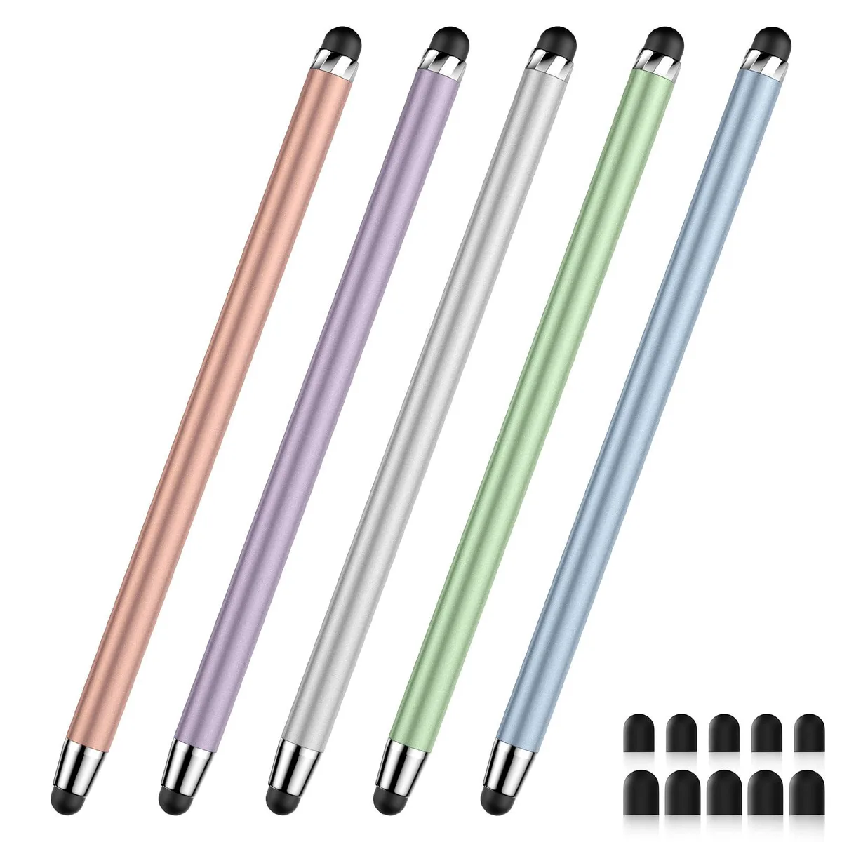DAXINGXING 2-in-1 Stylus Pen 5 pcs Silver/Blue/Rose Gold/Purple/Light Green — product photo