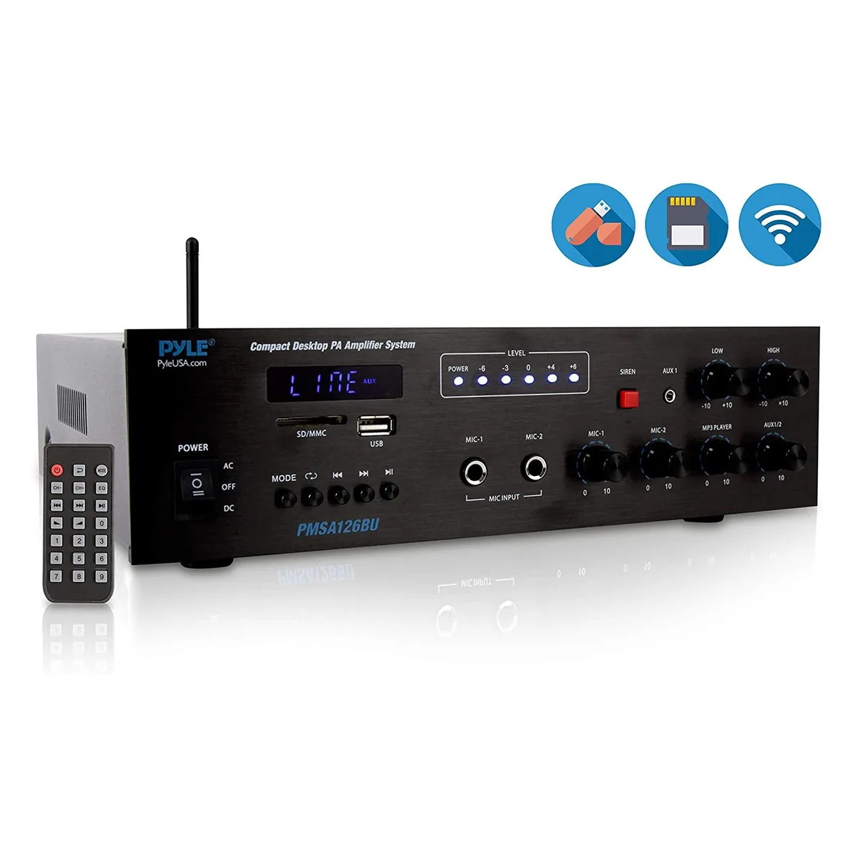 Pyle Pyle PMSA126BU 500W PA speaker 70V/100V Bluetooth FM USB/SD — product photo