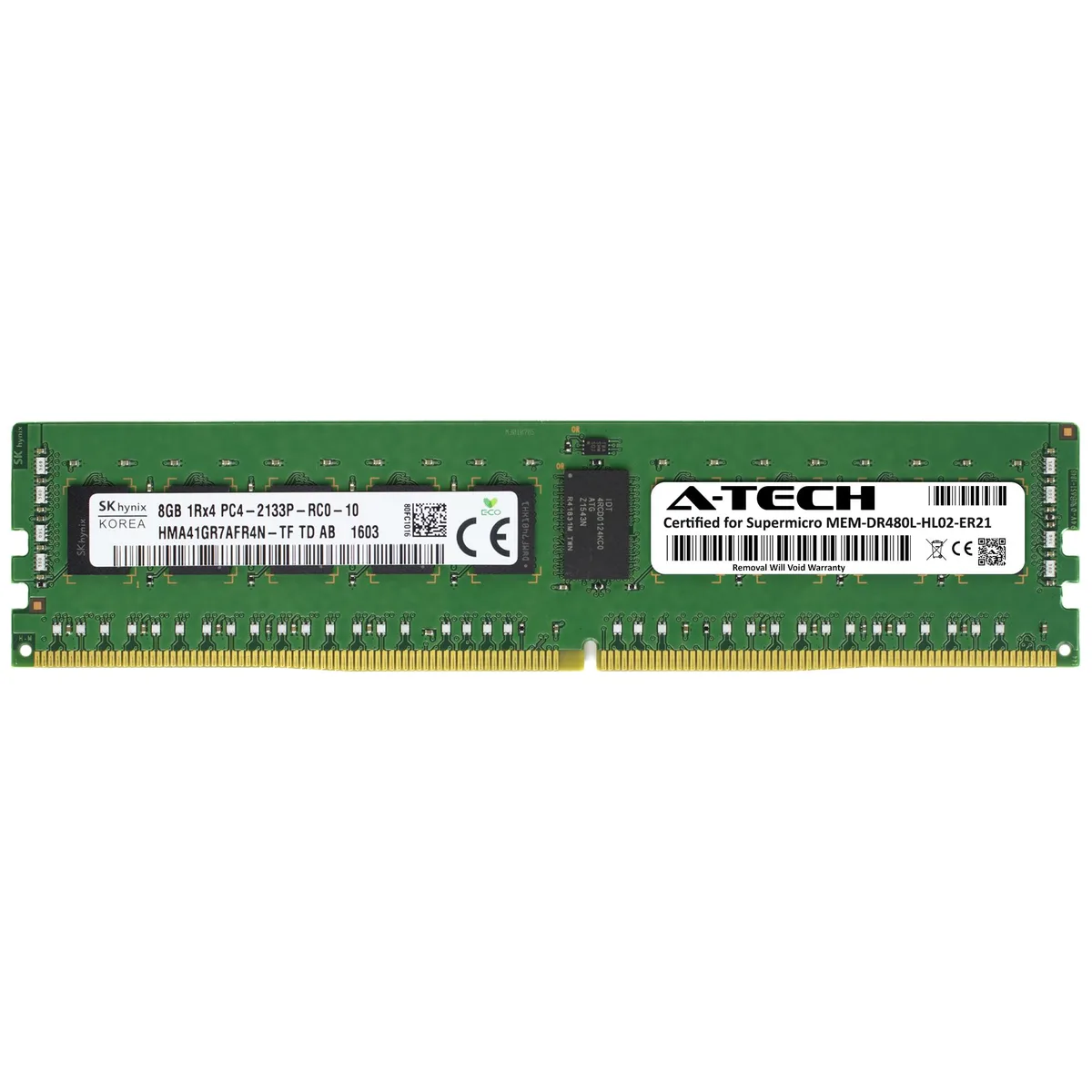 A-Tech A-Tech Supermicro Certified 8GB DDR4 2133MHz ECC RDIMM 1Rx4 server RAM — product photo