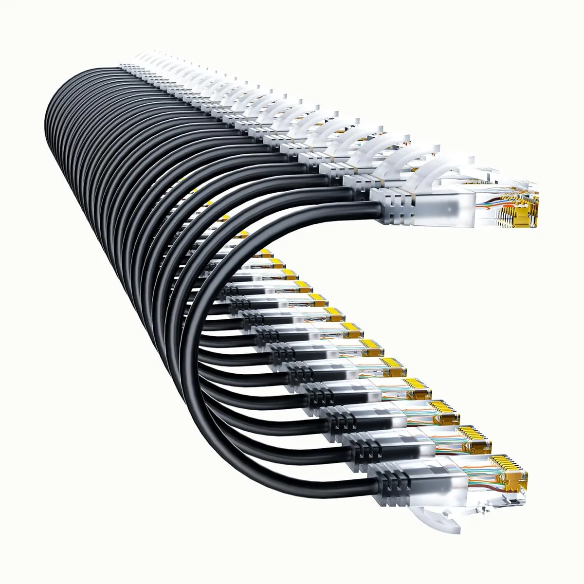 BFKK BFKK Cat6a Slim Patch Cable 2 ft 24-pack 28AWG 550 MHz 3.6 mm — product photo
