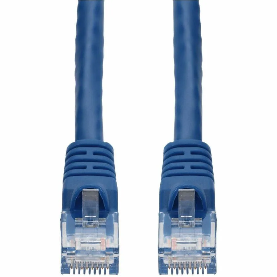 Blue Cat 6 Ethernet patch cable with snagless RJ45 connectors, seven feet long