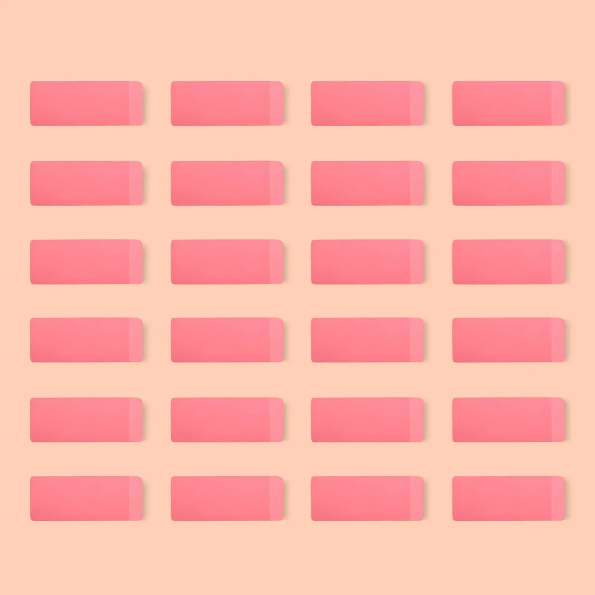 Pink rectangular erasers in a 24-count pack