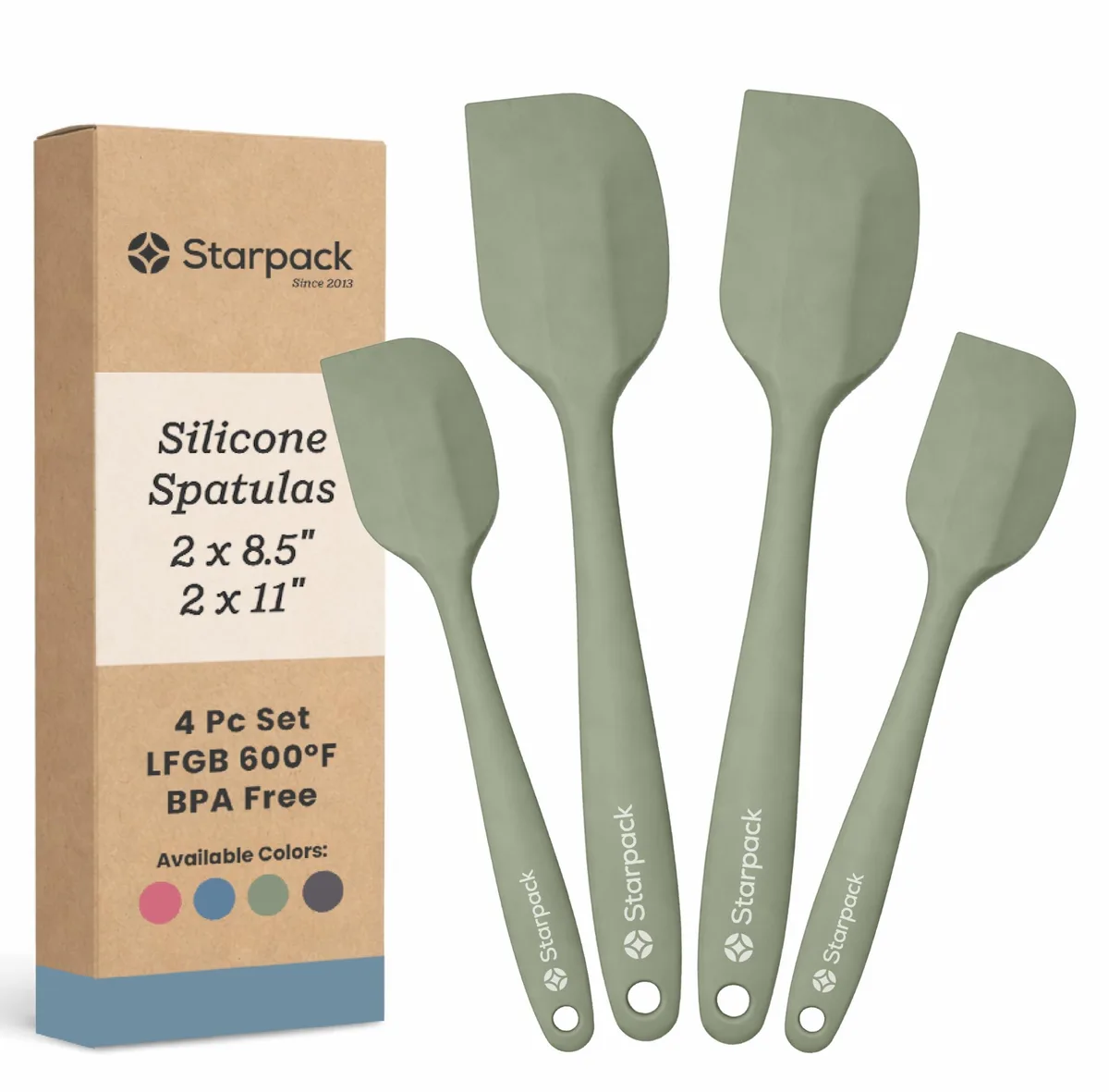  StarPack Home Starpack0314 4-piece silicone spatula set sage green 11.5 in 8.5 in — product photo