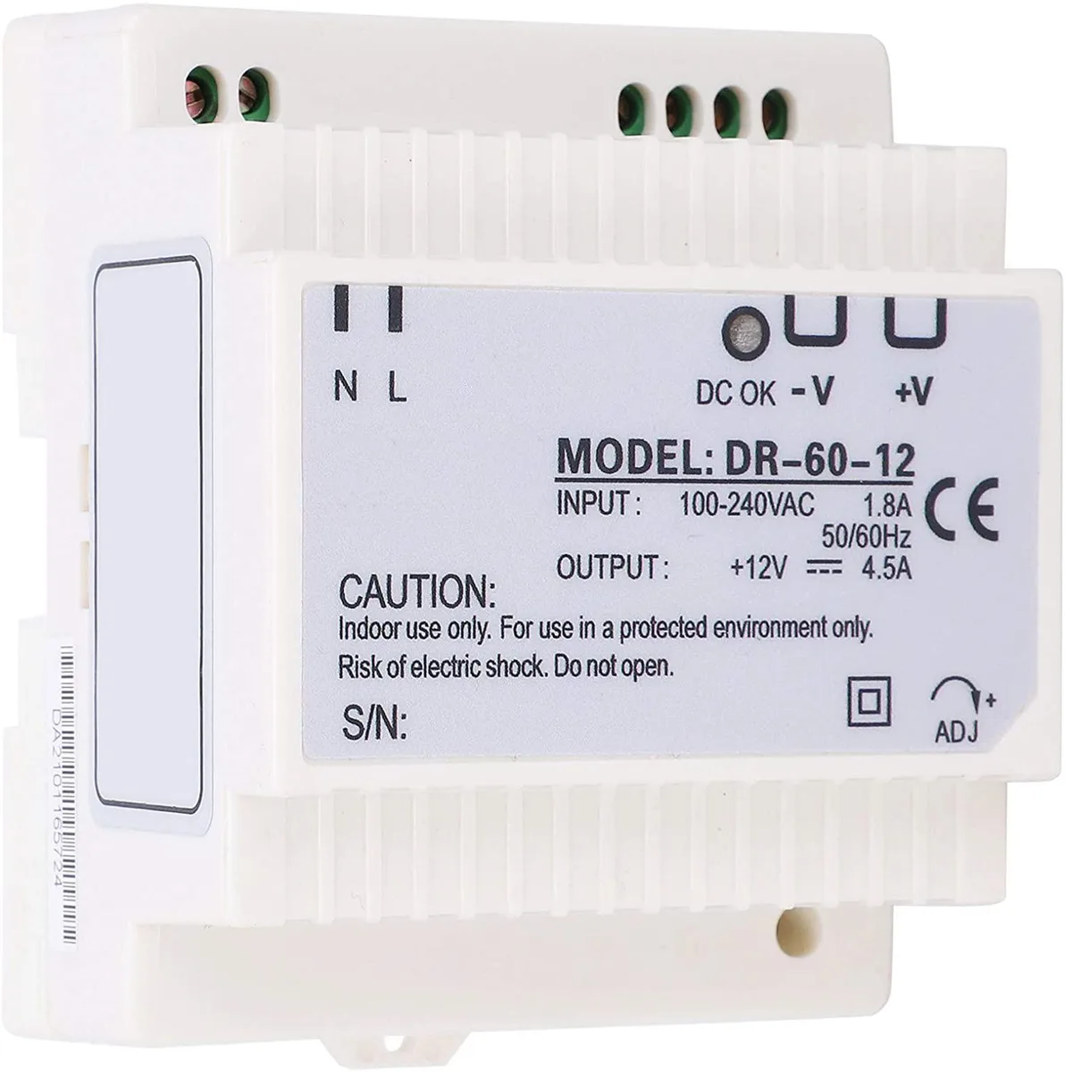 myVolts myVolts DR-60-12 12V 4.5A DIN rail power supply — product photo