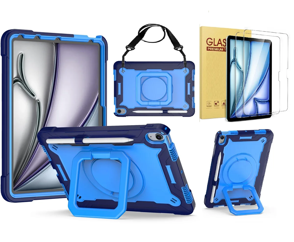 anicestore anicestore A3266 iPad Air 11" case M2 2024 M3 2025 blue 360 stand 2 glass — product photo