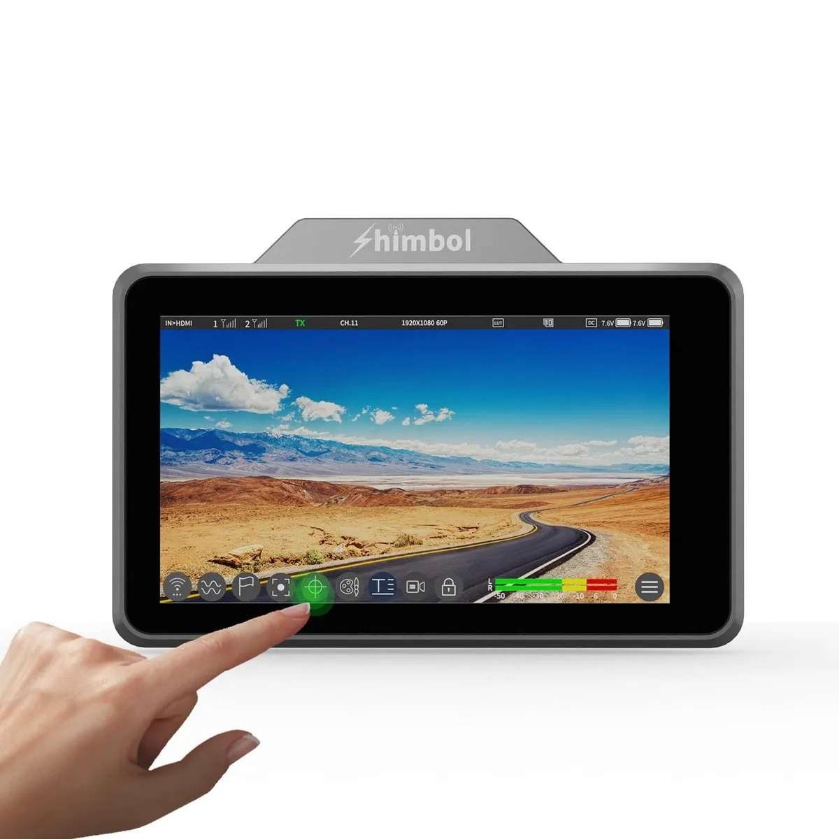 5.5 inch touchscreen monitor with HDMI ports and dual battery slots