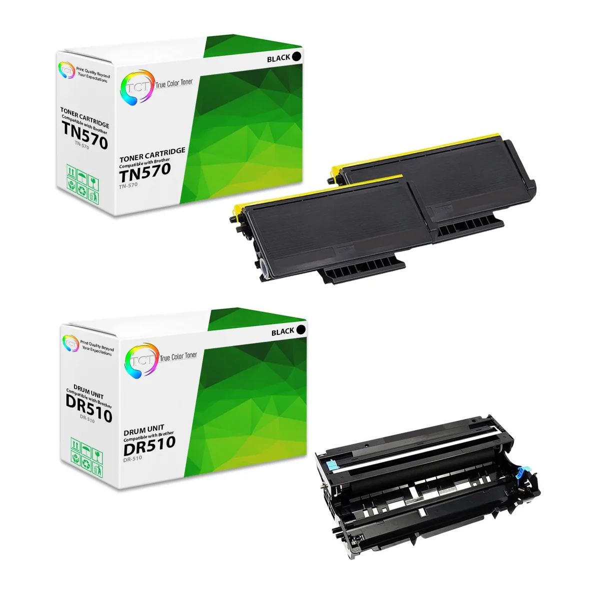 TCT TCT TN570 2 Pack &amp; DR510 Drum Unit Toner Cartridges — product photo