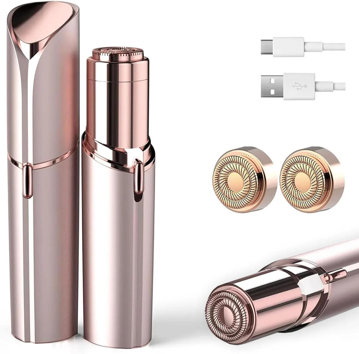 TAURKENAM TAURKENAM Gold facial hair trimmer for women, 2 heads, USB rechargeable — product photo