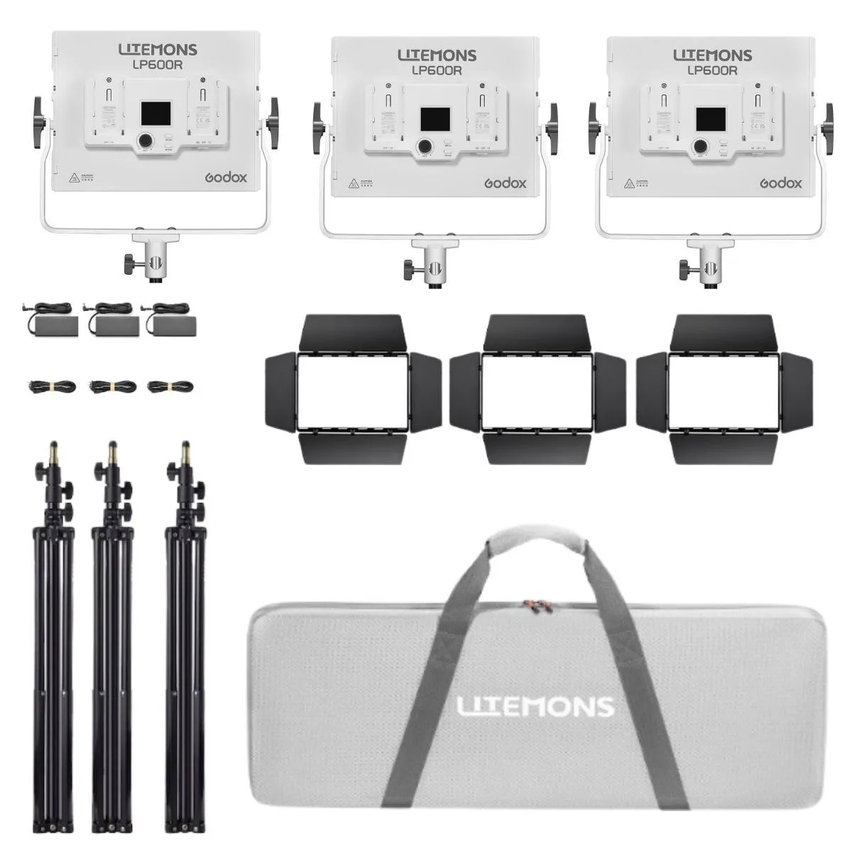 Godox Photo Equipment Co. Ltd Godox Photo Equipment Co. Ltd Litemons LP600R 60W RGB LED 3-Light Panel Kit — product photo