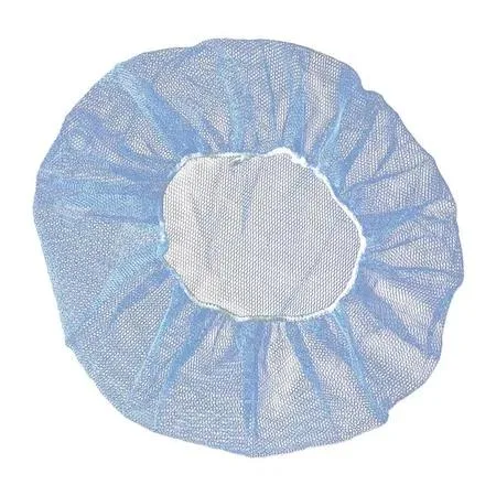Blue polyester hairnet in honeycomb mesh, 21 inch diameter, pack of 1000
