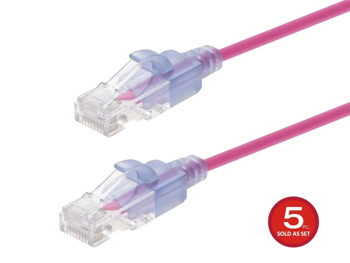 Monoprice Inc. Monoprice Inc. 136202 Cat6A Ethernet Patch Cable 5-Pack 7 Feet Pink — product photo