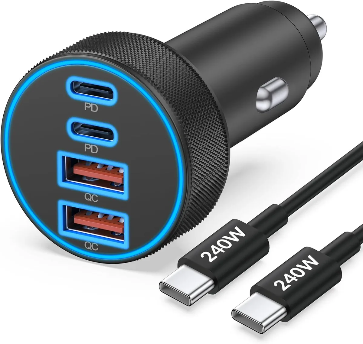 Hamzan Hamzan 90W 4-Port Car Charger 240W Cable — product photo