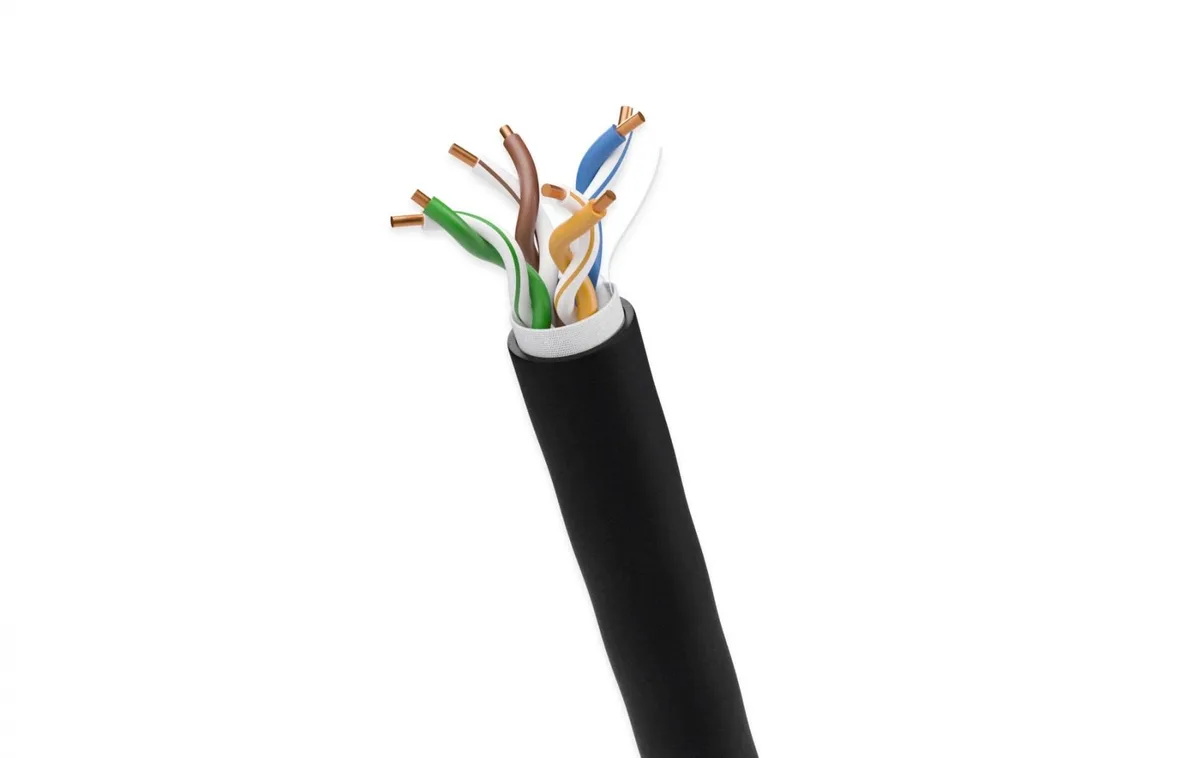 Micro Connectors Micro Connectors 1000ft CAT5e Outdoor Direct Burial Ethernet Cable 24AWG UTP Solid Black — product photo