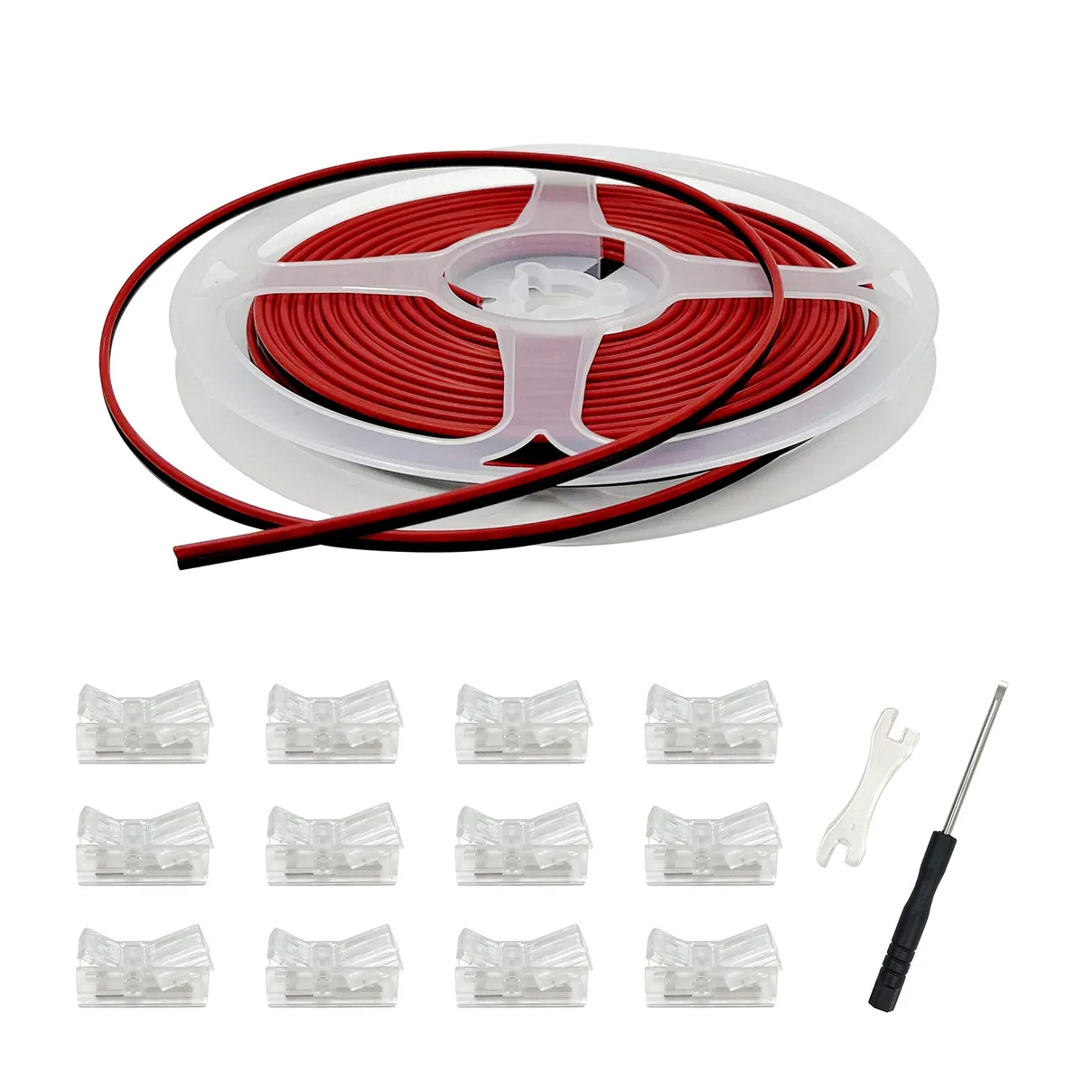 HAMRVL 12 Pack 8mm COB LED Strip Connectors 2 Pin with 6M Wire Extension Cable — product photo