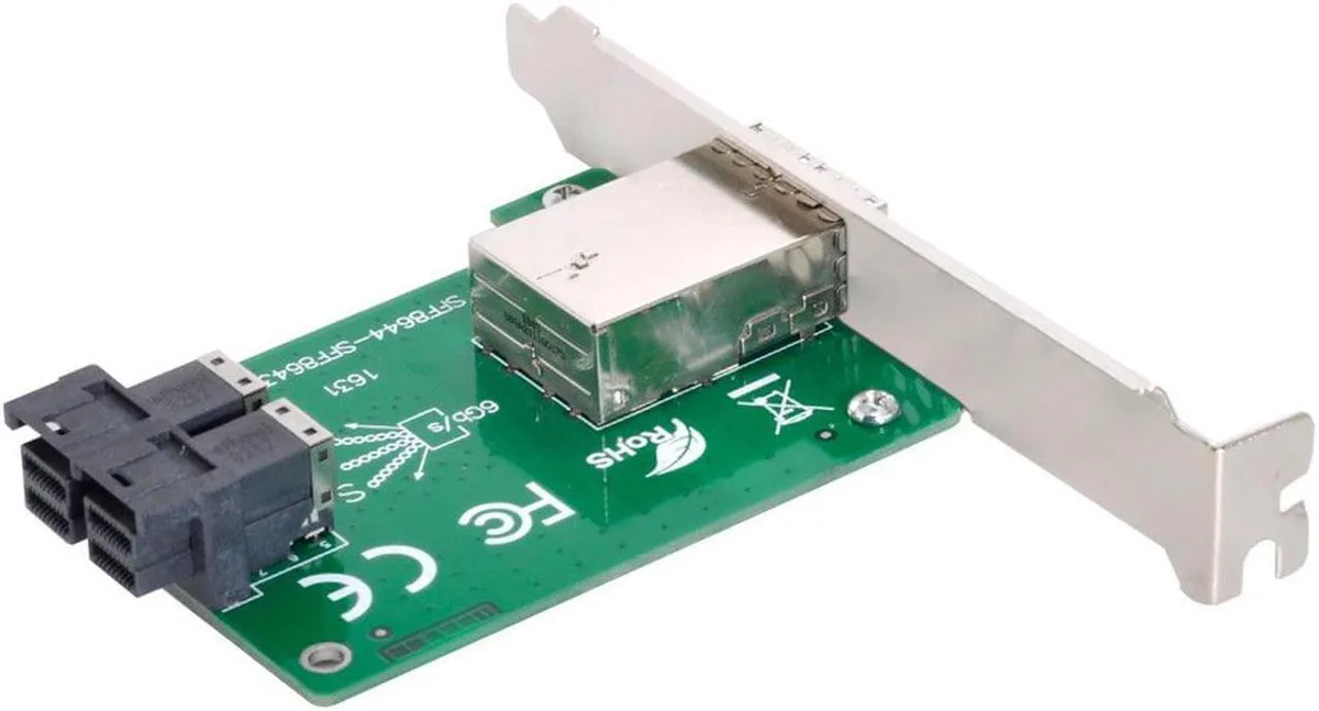 Vszerda Vszerda SFF-8644 Dual Ports Mini SAS HD to SFF-8643 Adapter With Low Profile Bracket — product photo