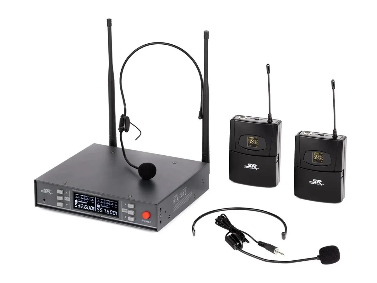 Monoprice Inc. Monoprice 600060 Stage Right 200-Channel UHF Dual Headset Wireless Microphones System — product photo