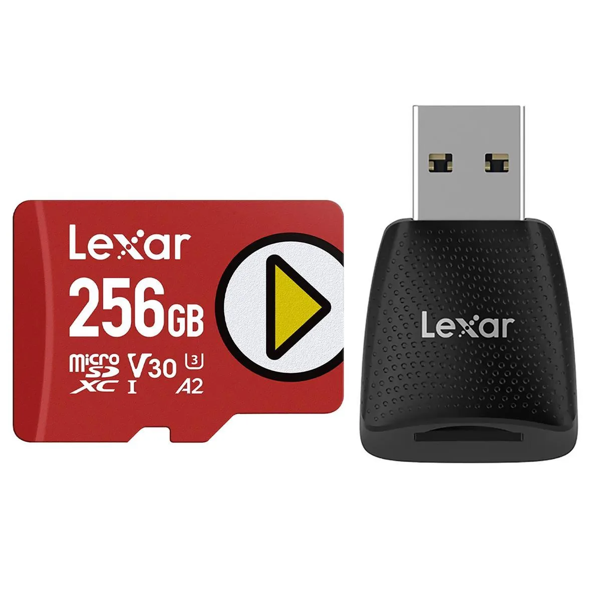 Lexar Lexar PLAY 256GB UHS-I V30 A2 microSDXC Memory Card with USB 3.2 Gen 1 Type-A Reader — product photo