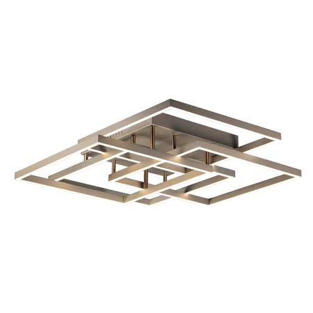 Champagne finished layered squares with white acrylic lens 31 inches wide