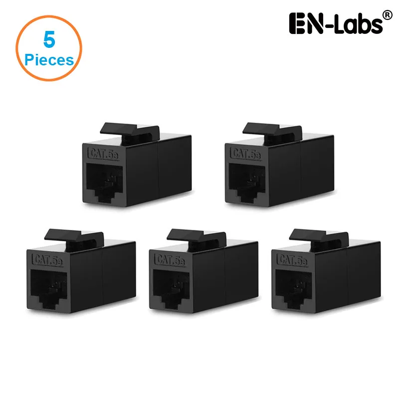 EN-Labs EN-Labs WPCAT5E5PK 5-Pack Cat5e UTP RJ45 Keystone Coupler Black — product photo