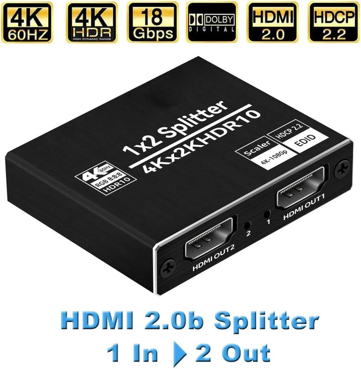 Vszerda Vszerda HDMI Splitter 1×2 4K@60Hz HDCP 2.2 EDID — product photo