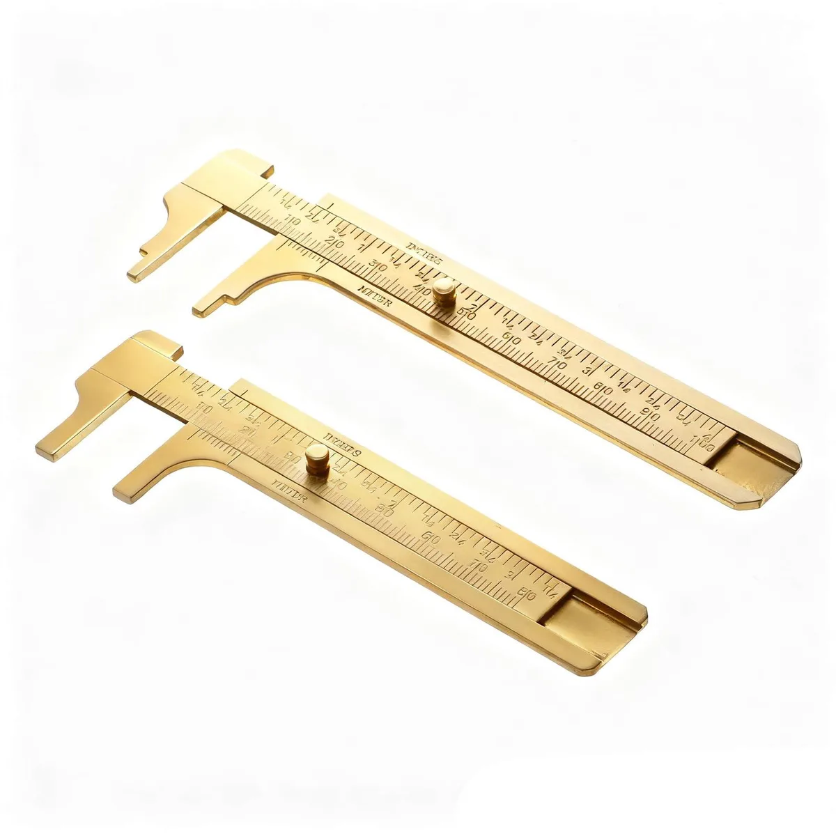  2 Pcs Pocket Vernier Caliper Ruler 3.15" and 3.94" Brass — product photo