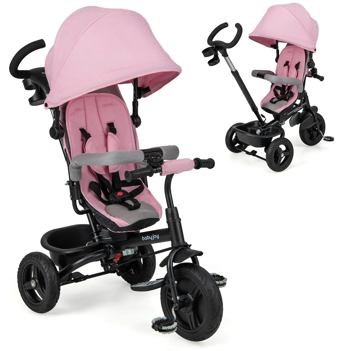 SlickBlue SlickBlue 4-in-1 Baby Tricycle Toddler Trike Reversible Seat 5-Point Harness Pink — product photo