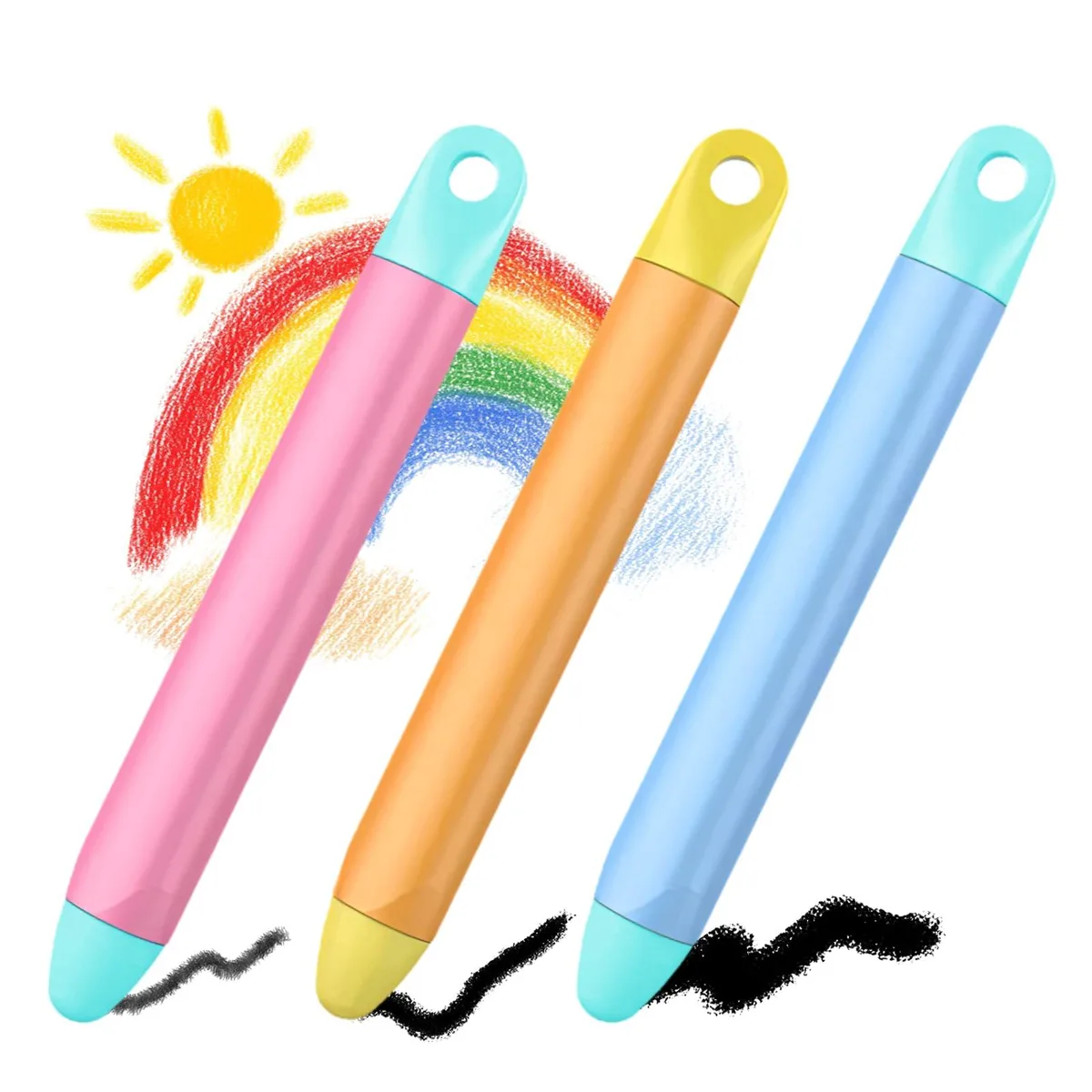  AUZOSL Kids Stylus Pen 3 Pack Multicolor Triangular Food-Grade Silicone — product photo