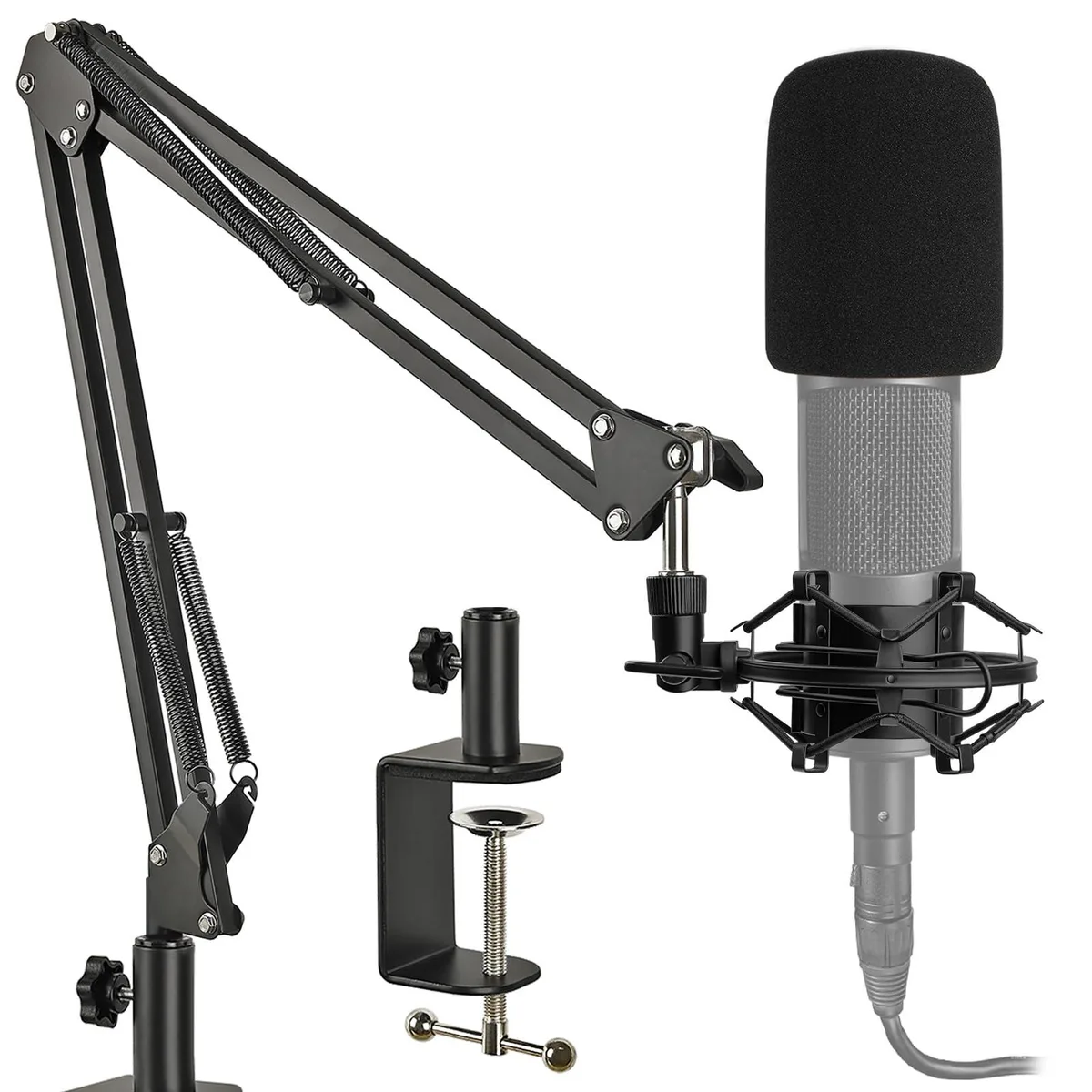  Frgyee AT2020 Boom Arm Stand Kit with Shock Mount, Pop Filter, Clamp — product photo