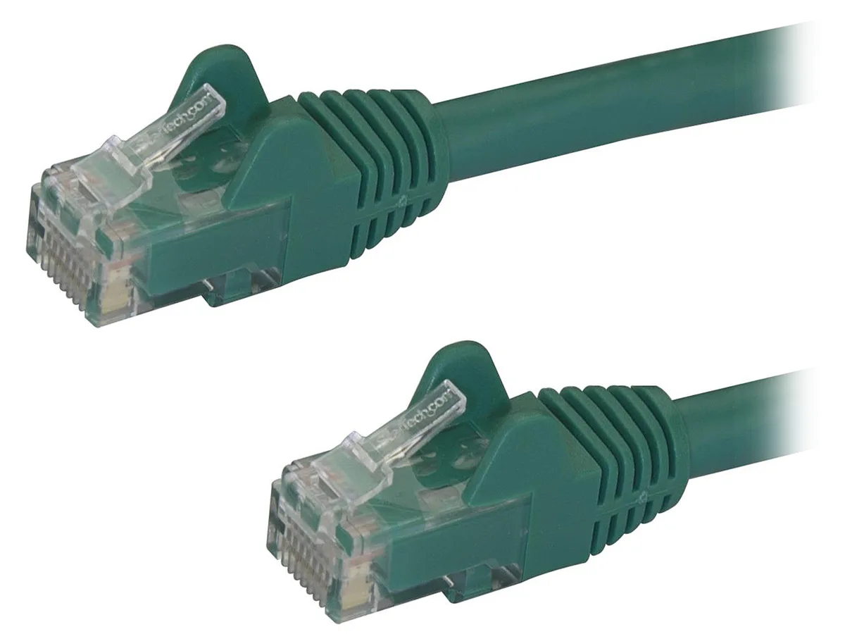 A five-foot green Cat6 patch cable with snagless RJ45 connectors and molded strain relief