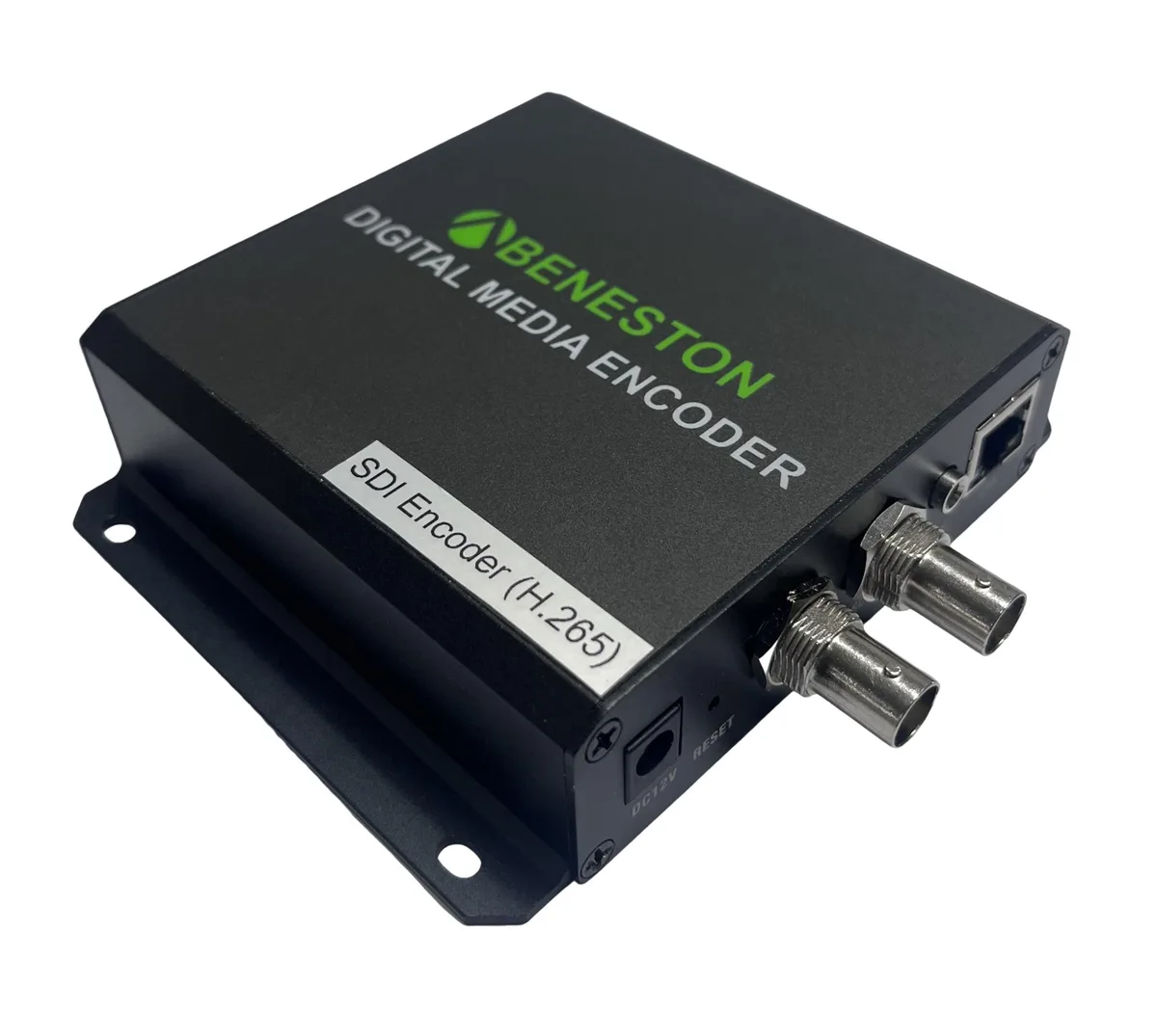 Small rectangular video encoder with SDI ports and power input
