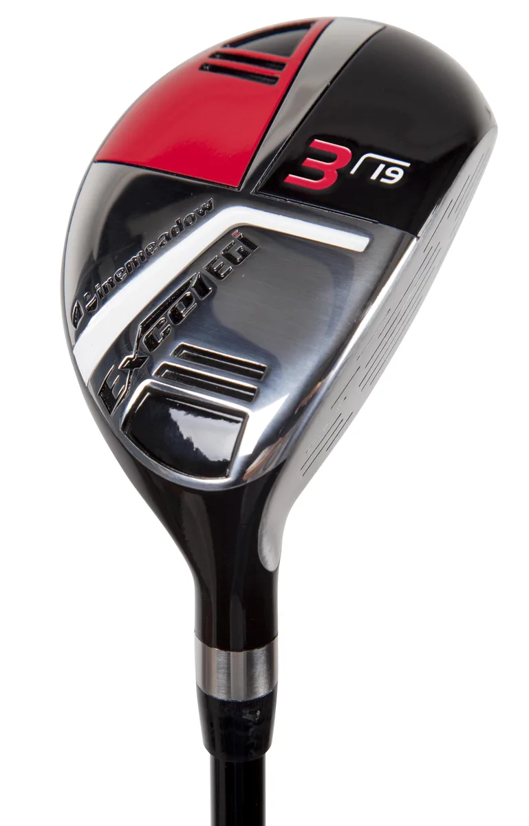 Right-handed men's hybrid golf club with graphite shaft, stainless steel head