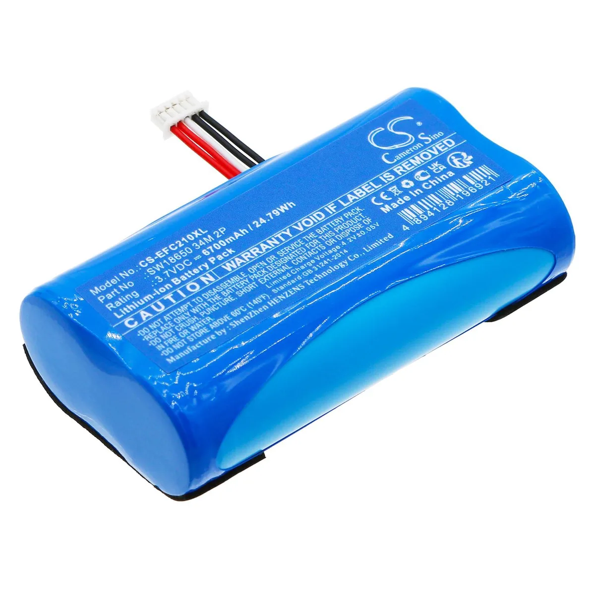 Cameron Sino Battery for Eufy Security C210 SoloCam SW18650 34M 2P 6700mAh 24.79Wh wireless surveillance — product photo