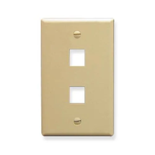 Ivory two-port faceplate with flat finish
