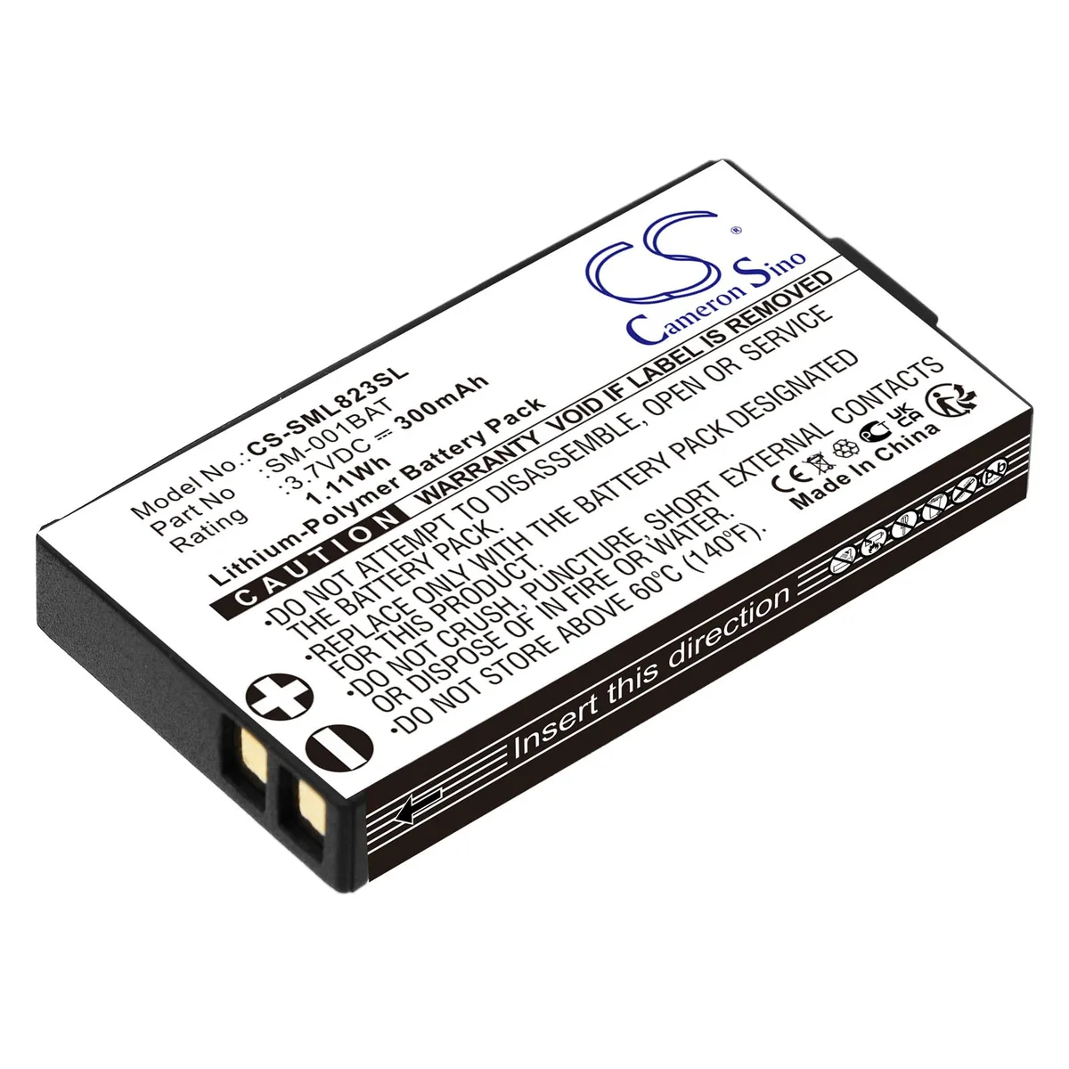 Cameron &amp; Co Cameron &amp; Co DS-CS-SML823SL 3.7V 300mAh Li-Polymer battery — product photo