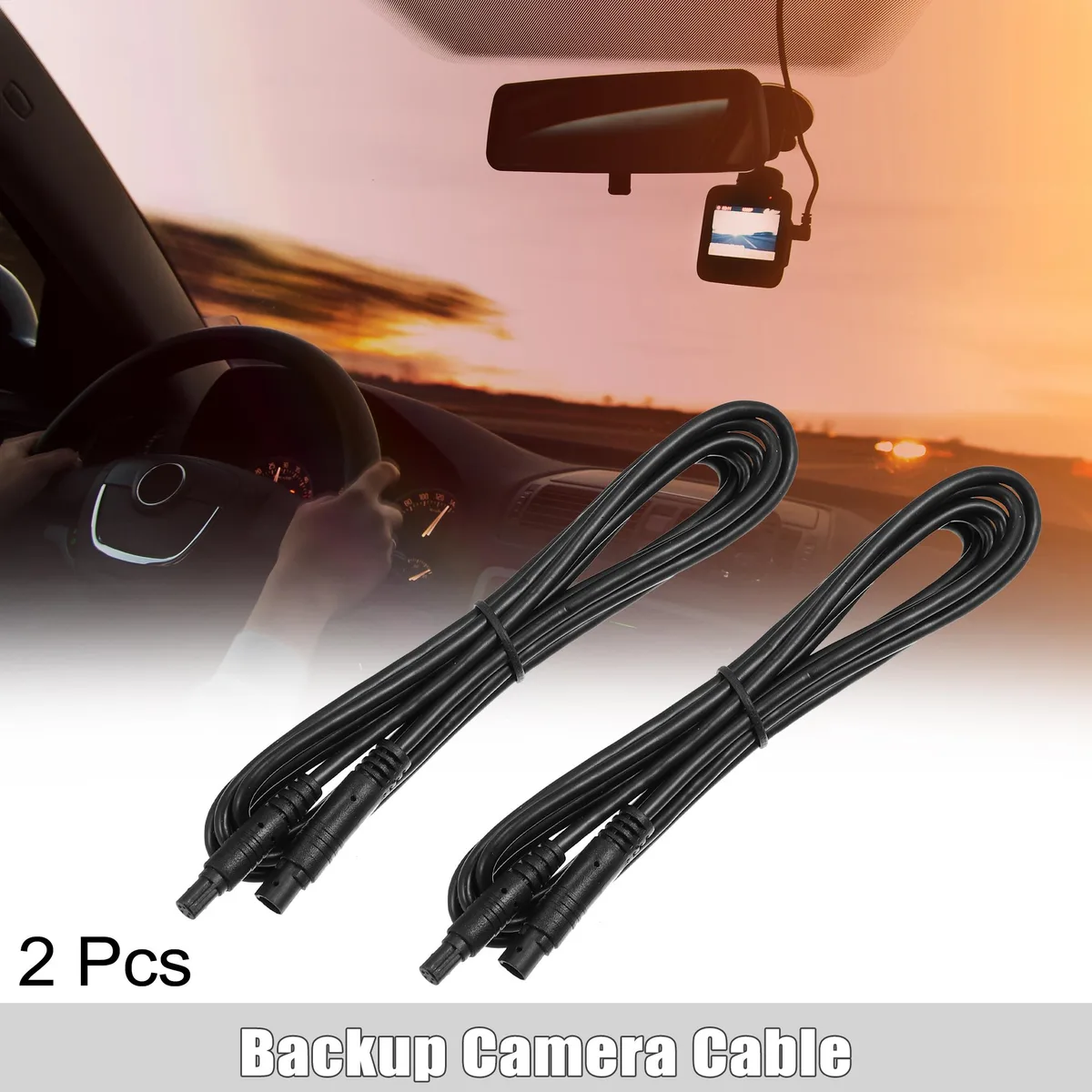 Two black 5-pin PVC cables, 200 cm long, male-to-female connectors